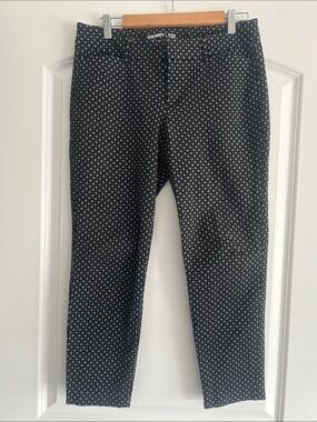 Old Navy Black Pants with White Micro Floral Print